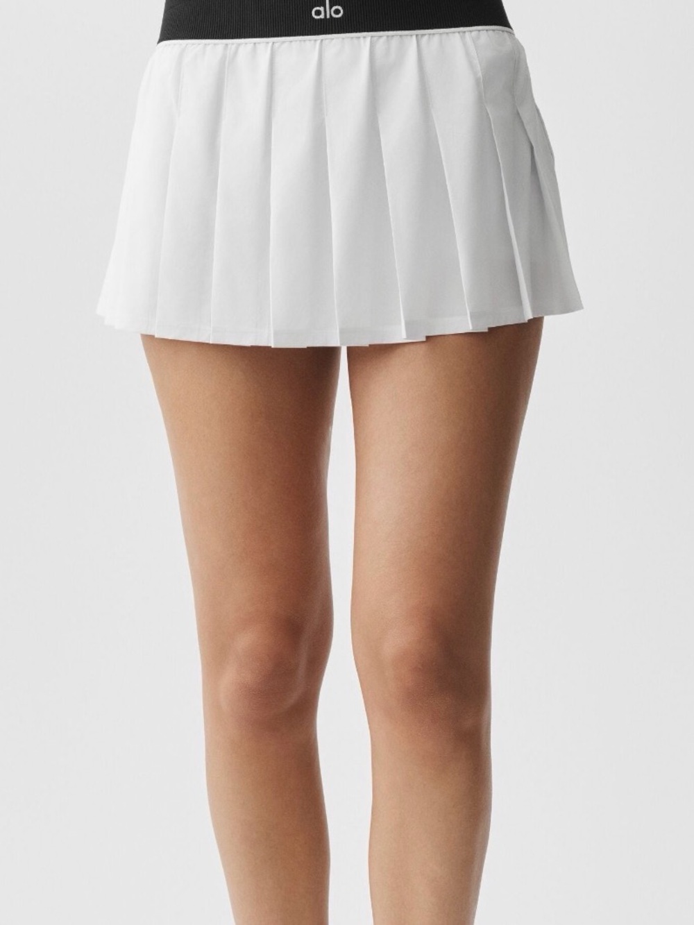 ALO Yoga White Pleated Mini Skirt